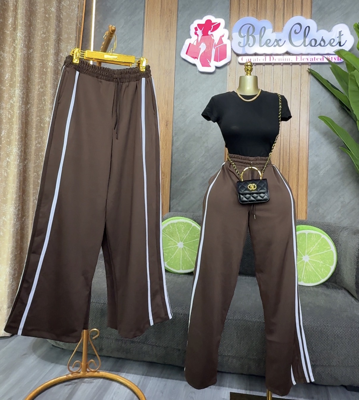 Brown stripe joggers 