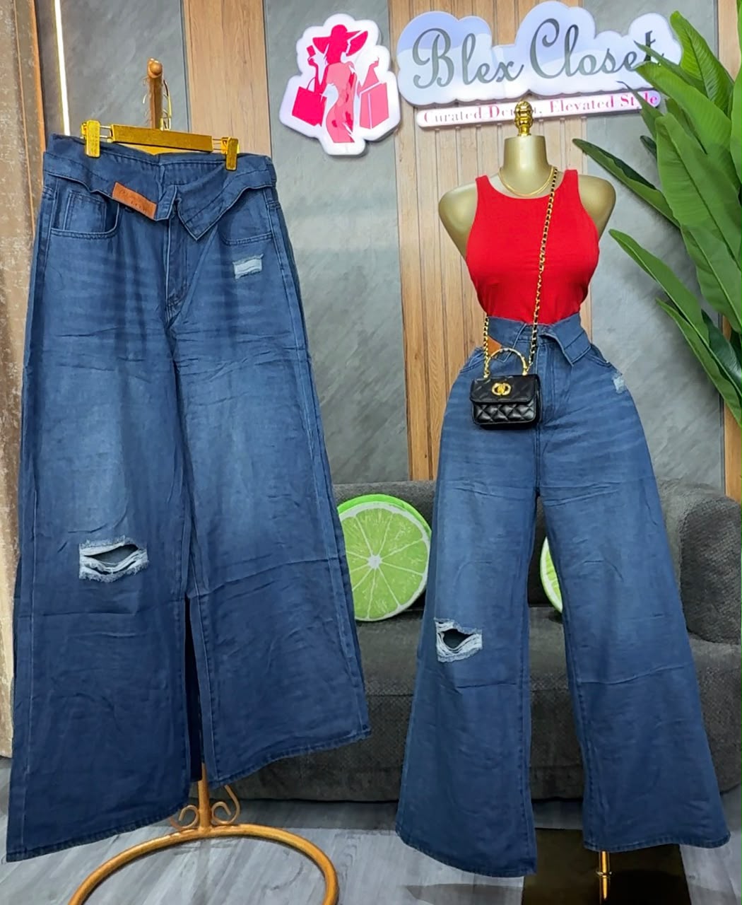 High waisted denim jeans 